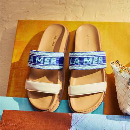 Beachvacay White/Blue Women's Footbed sandals - Slide sandal, Footbed sandal | Aldo