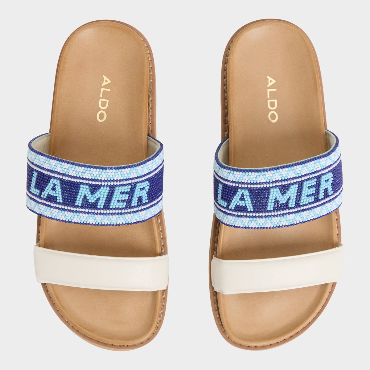 Beachvacay White/Blue Women's Footbed sandals - Slide sandal, Footbed sandal | Aldo