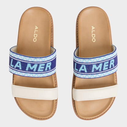 Beachvacay White/Blue Women's Footbed sandals - Slide sandal, Footbed sandal | Aldo