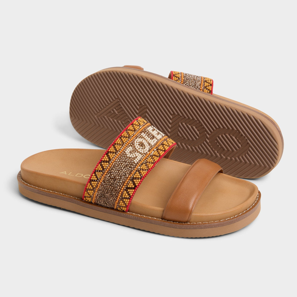 Beachvacay Brown Multi Women's Footbed sandals -  | Aldo