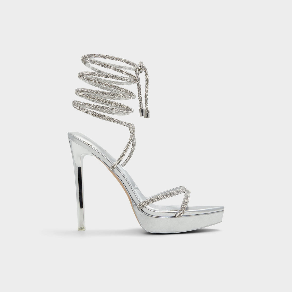 Izabella in Silver 13621003 - Strappy heeled sandal, Platform | Aldo