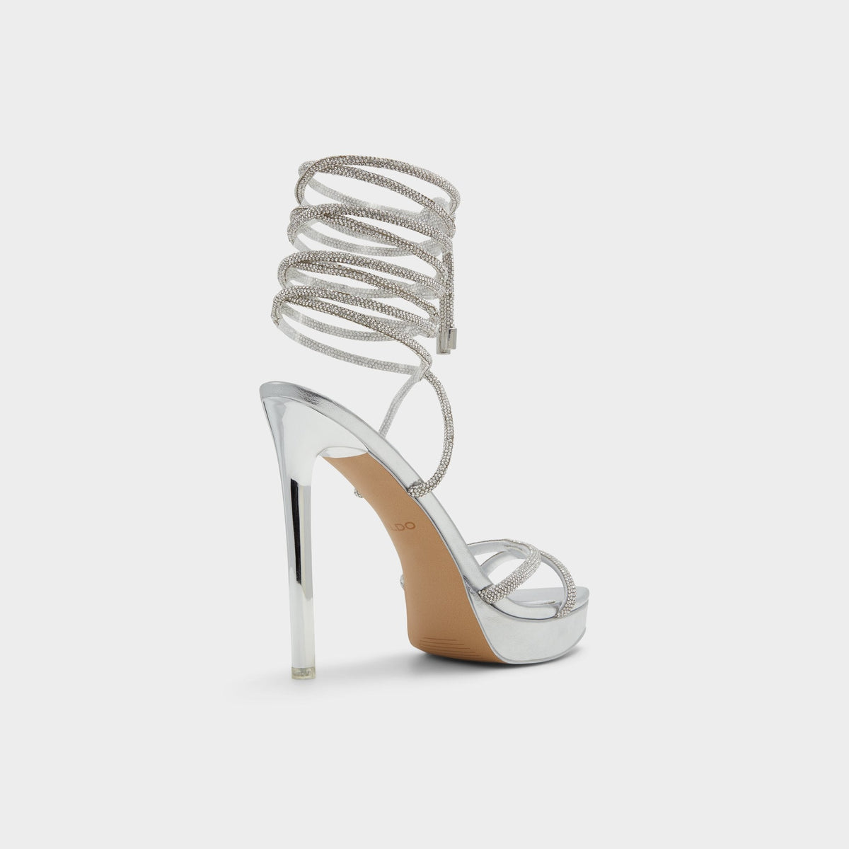 Izabella in Silver 13621003 - Strappy heeled sandal, Platform | Aldo