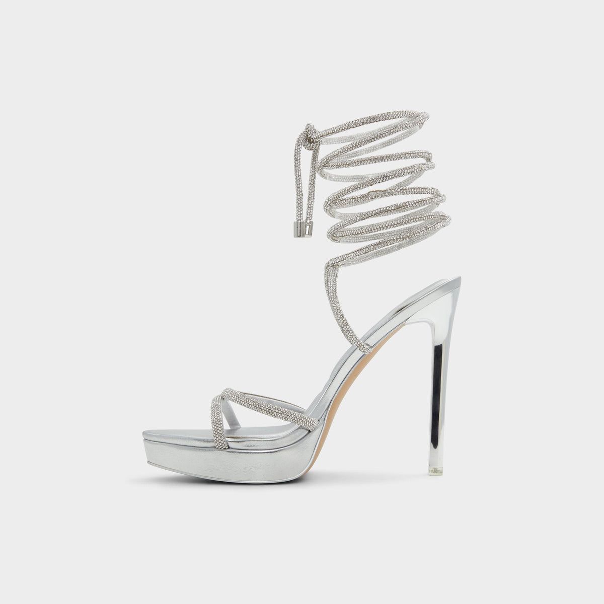 Izabella in Silver 13621003 - Strappy heeled sandal, Platform | Aldo