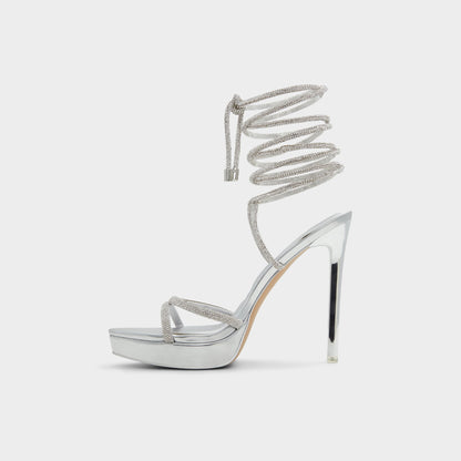Izabella in Silver 13621003 - Strappy heeled sandal, Platform | Aldo