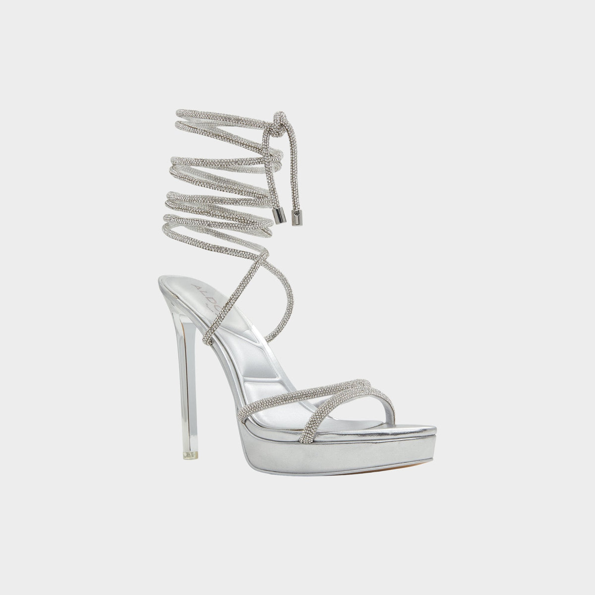 Izabella in Silver 13621003 - Strappy heeled sandal, Platform | Aldo