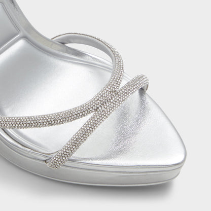 Izabella in Silver 13621003 - Strappy heeled sandal, Platform | Aldo