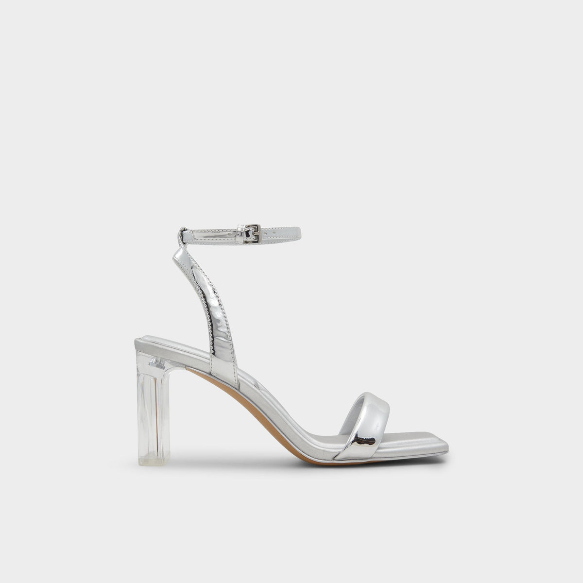 Aurorai Silver Women's Block heels - Strappy heeled sandal, Block heel | Aldo
