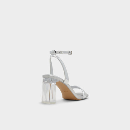 Aurorai Silver Women's Block heels - Strappy heeled sandal, Block heel | Aldo