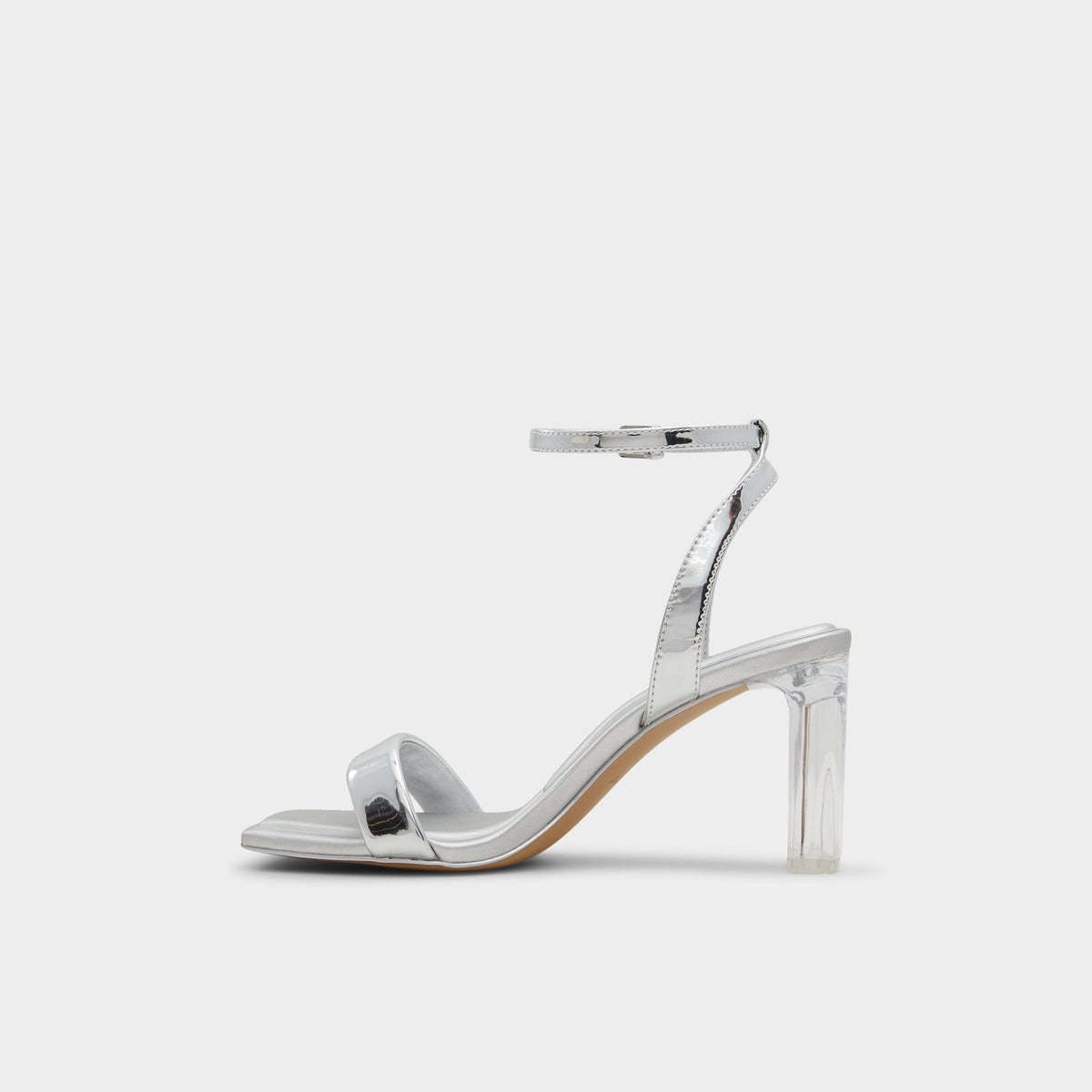 Aurorai Silver Women's Block heels - Strappy heeled sandal, Block heel | Aldo