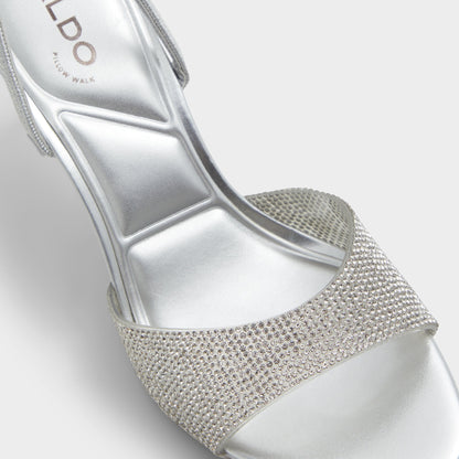 Aitana in Silver - Strappy heeled sandal, Stiletto heel | Aldo