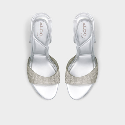 Aitana in Silver - Strappy heeled sandal, Stiletto heel | Aldo
