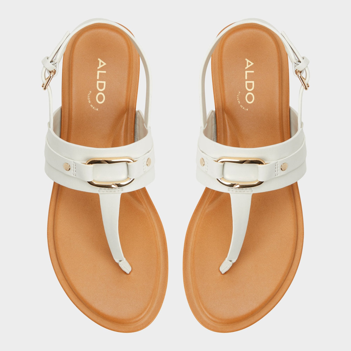 Taylen White/Bone Women's Footbed sandals - T-strap sandal | Aldo