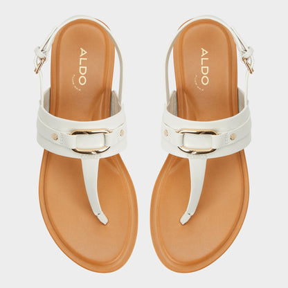 Taylen White/Bone Women's Footbed sandals - T-strap sandal | Aldo
