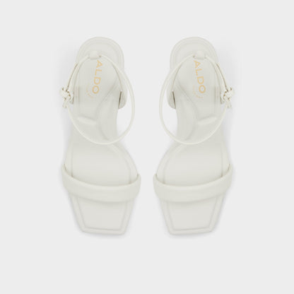 Aurorai White/Bone Women's Strappy sandals - Strappy heeled sandal, Block heel | Aldo