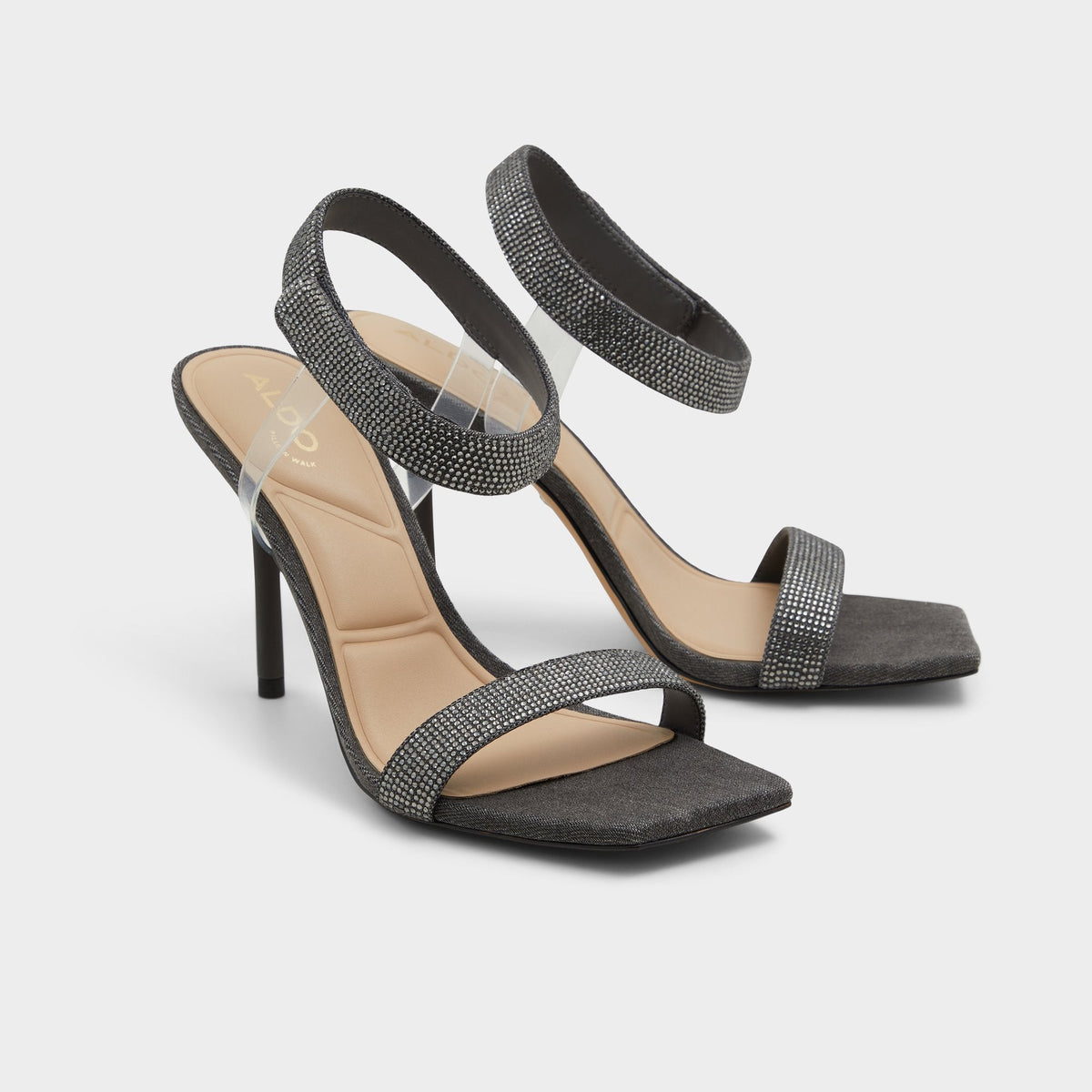 Rosy Dark Grey Women's Strappy sandals - Strappy heeled sandal | Aldo