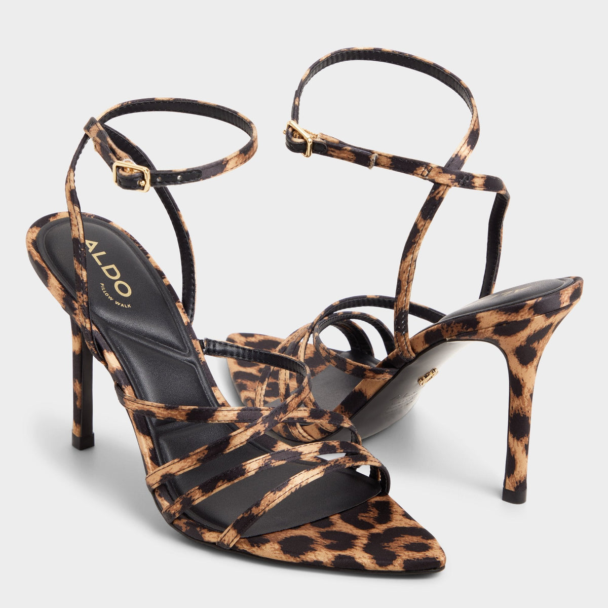 Solania Brown Multi Women's Strappy sandals - Strappy heeled sandal, Stiletto heel | Aldo
