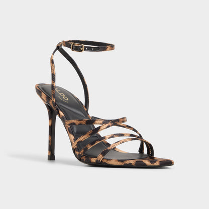 Solania Brown Multi Women's Strappy sandals - Strappy heeled sandal, Stiletto heel | Aldo