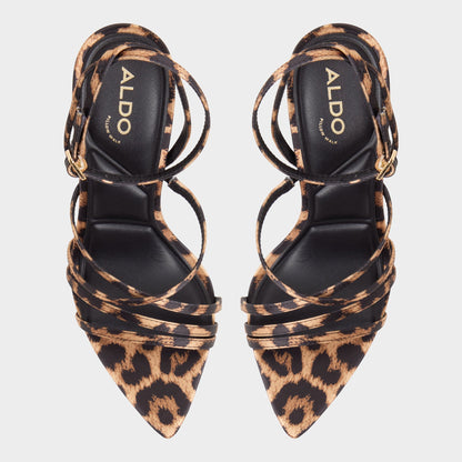 Solania Brown Multi Women's Strappy sandals - Strappy heeled sandal, Stiletto heel | Aldo