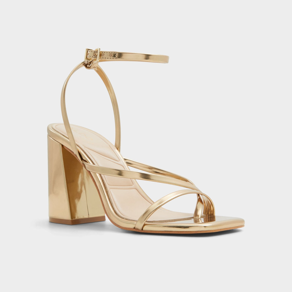 Laurader Gold Women's Block heels - Strappy heeled sandal, Block heel | Aldo