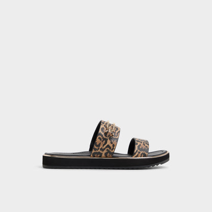 Lagoon Brown Multi Women's Flats - Strappy flat sandal, Footbed sandal | Aldo