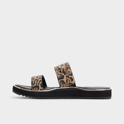 Lagoon Brown Multi Women's Flats - Strappy flat sandal, Footbed sandal | Aldo