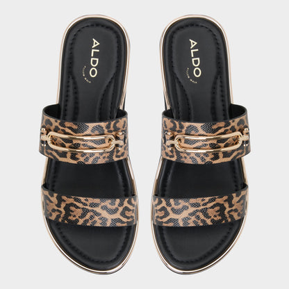 Lagoon Brown Multi Women's Flats - Strappy flat sandal, Footbed sandal | Aldo