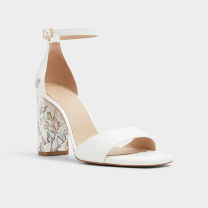 Enaegyn White Multi Women's Strappy sandals - Strappy heeled sandal, Block heel | Aldo