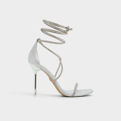 Caladonia Silver Women's Iridescent metallics - Strappy heeled sandal, Stiletto heel | Aldo