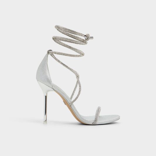 Caladonia Silver Women's Iridescent metallics - Strappy heeled sandal, Stiletto heel | Aldo