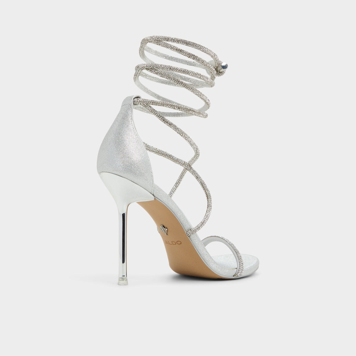 Caladonia Silver Women's Iridescent metallics - Strappy heeled sandal, Stiletto heel | Aldo