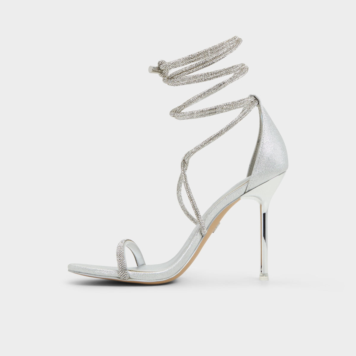 Caladonia Silver Women's Iridescent metallics - Strappy heeled sandal, Stiletto heel | Aldo