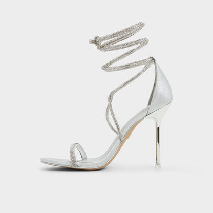 Caladonia Silver Women's Iridescent metallics - Strappy heeled sandal, Stiletto heel | Aldo