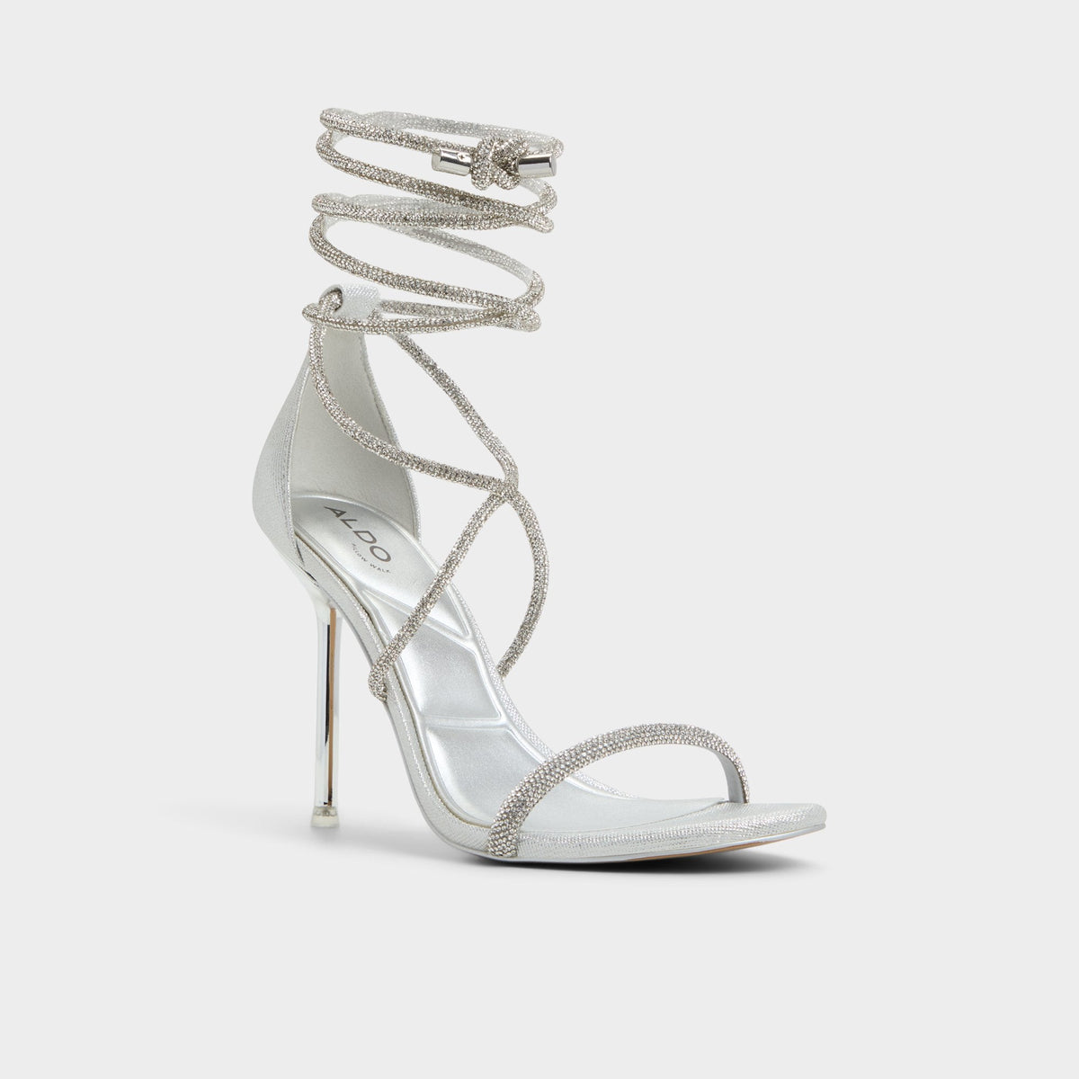 Caladonia Silver Women's Iridescent metallics - Strappy heeled sandal, Stiletto heel | Aldo