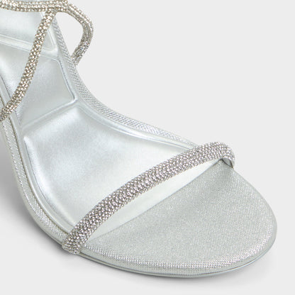 Caladonia Silver Women's Iridescent metallics - Strappy heeled sandal, Stiletto heel | Aldo
