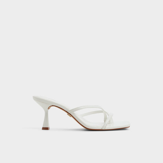 Calypsa White Women's Heeled mules - Strappy heeled sandal, Block heel | Aldo