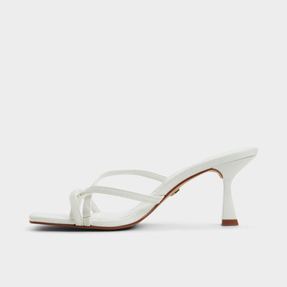 Calypsa White Women's Heeled mules - Strappy heeled sandal, Block heel | Aldo
