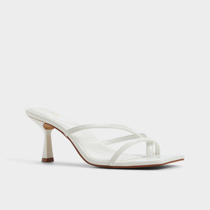 Calypsa White Women's Heeled mules - Strappy heeled sandal, Block heel | Aldo