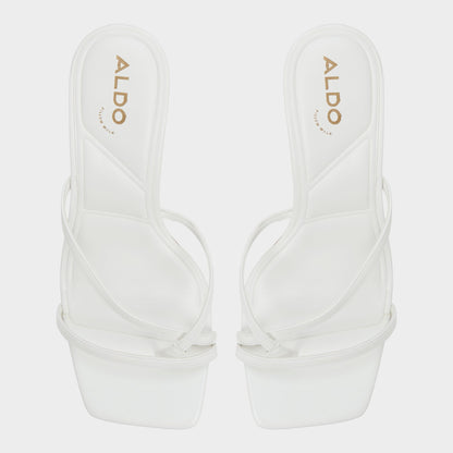 Calypsa White Women's Heeled mules - Strappy heeled sandal, Block heel | Aldo