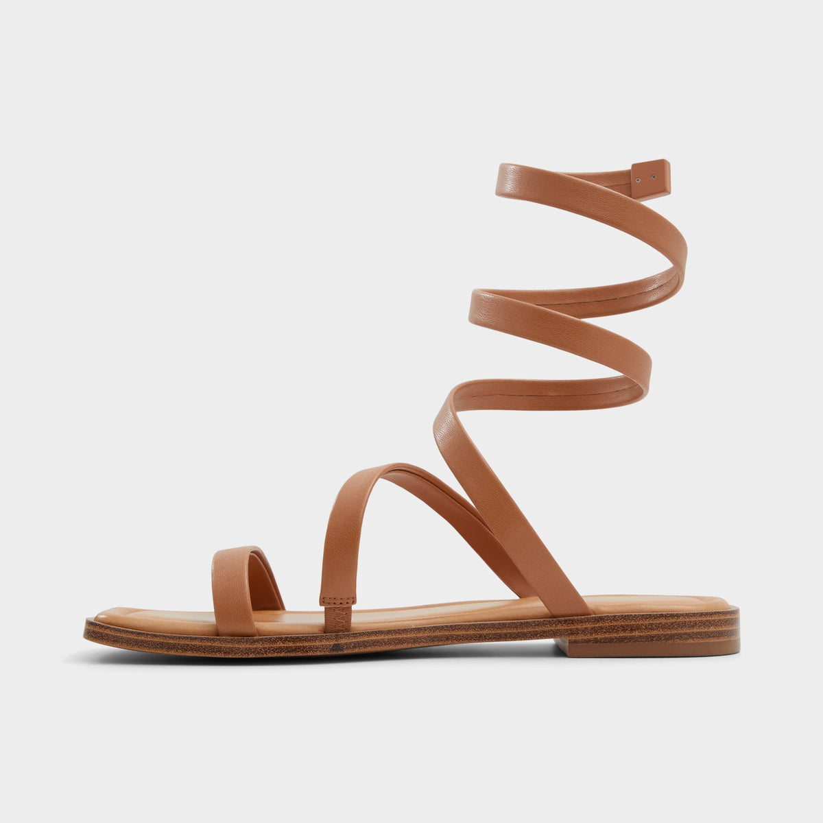 Spinella in Medium Brown - Strappy flat sandal | Aldo