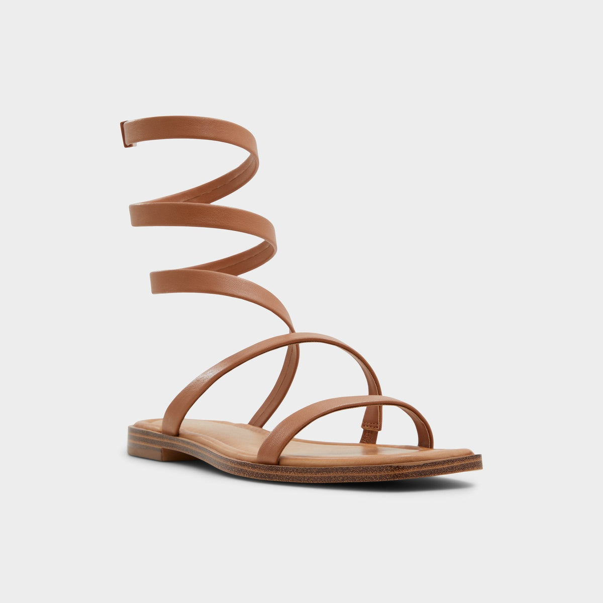 Spinella in Medium Brown - Strappy flat sandal | Aldo