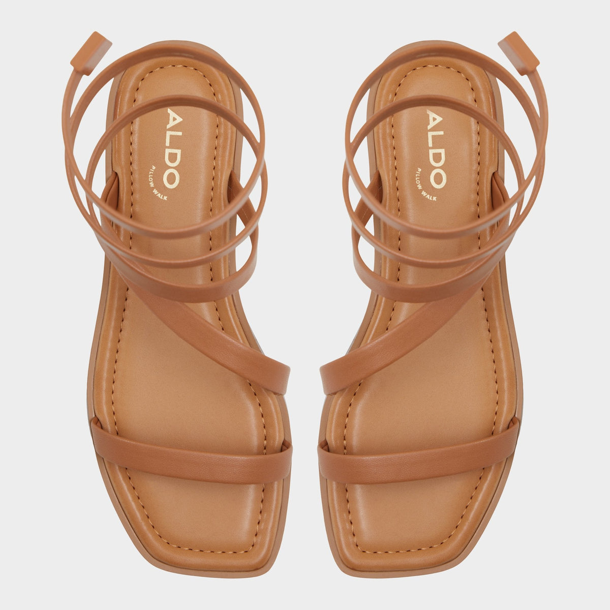 Spinella in Medium Brown - Strappy flat sandal | Aldo