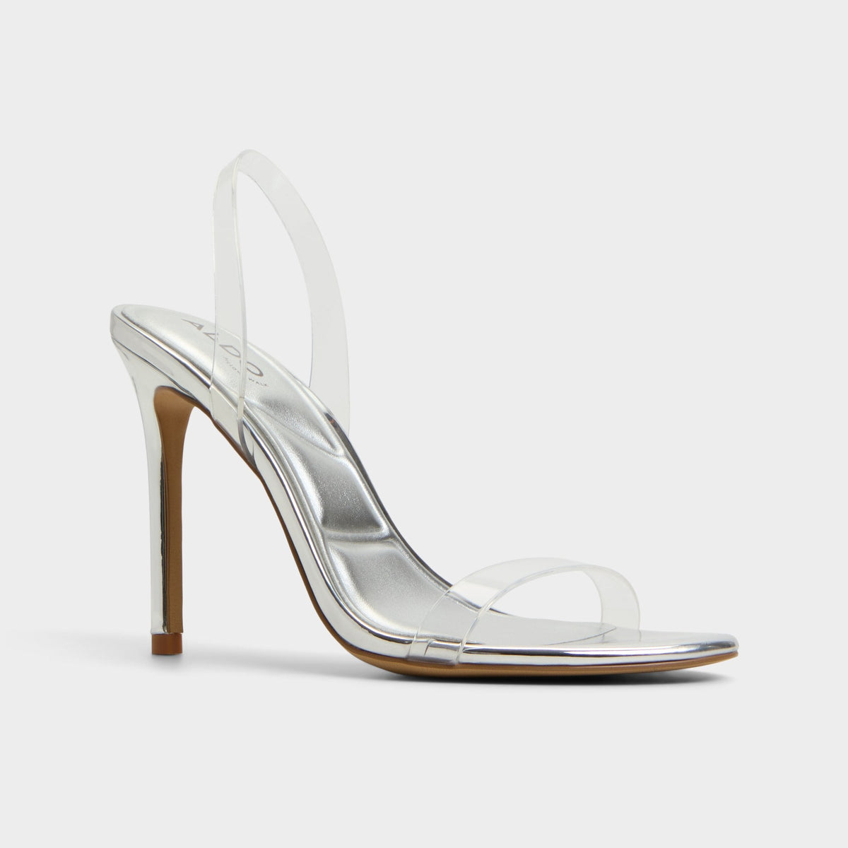 Quinilynn Silver Women's Iridescent metallics - Strappy heeled sandal, Stiletto heel | Aldo