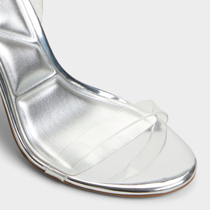 Quinilynn Silver Women's Iridescent metallics - Strappy heeled sandal, Stiletto heel | Aldo