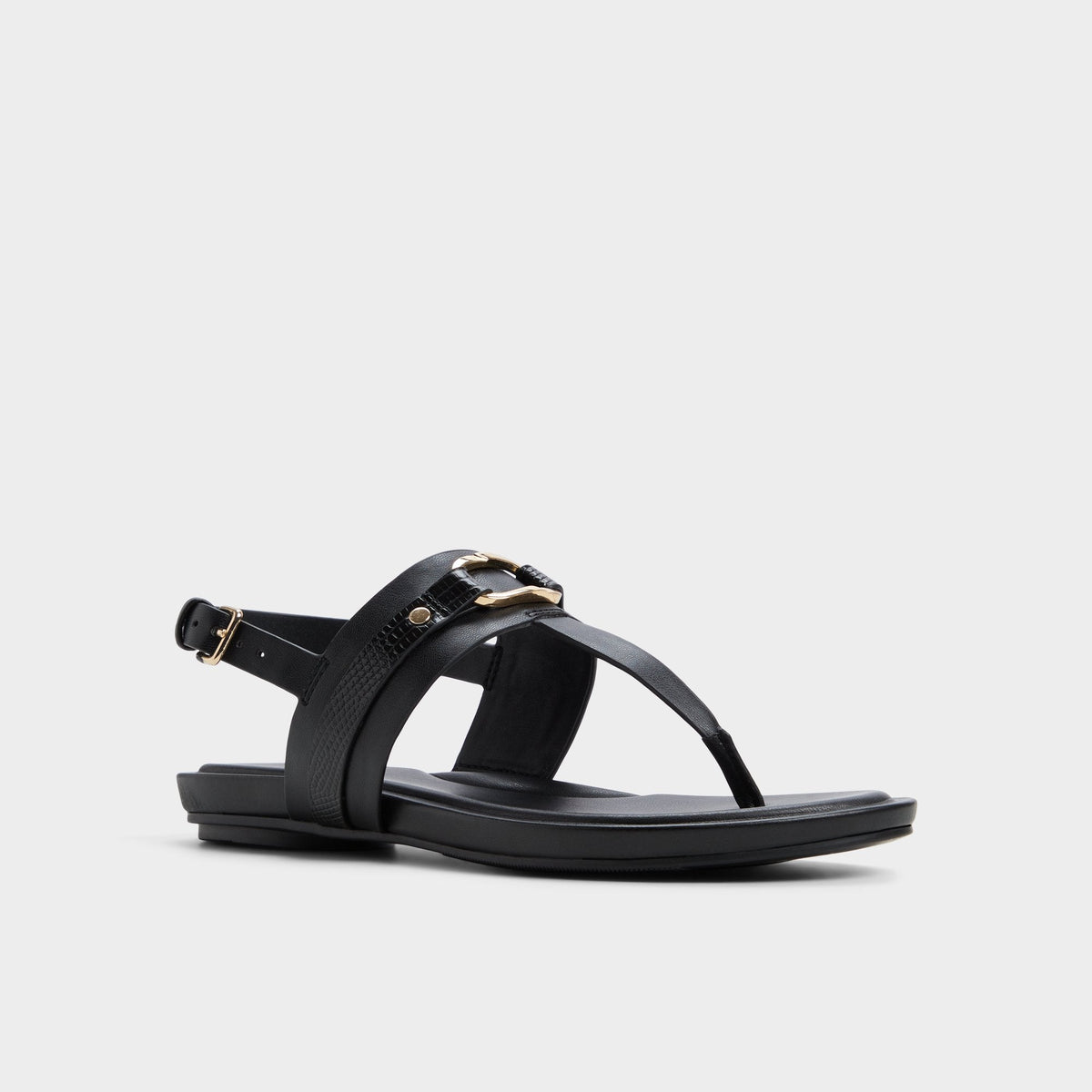 Taylen Black Women's Footbed sandals - T-strap sandal | Aldo