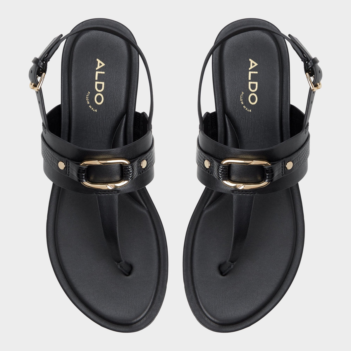 Taylen Black Women's Footbed sandals - T-strap sandal | Aldo