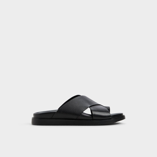 Darley Black Men's Sandals & Slides - Strappy flat sandal | Aldo